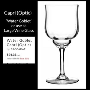 Baccarat 🇫🇷 Capri Design Hand blown French crystal. wine glasses one 7" & one 6"